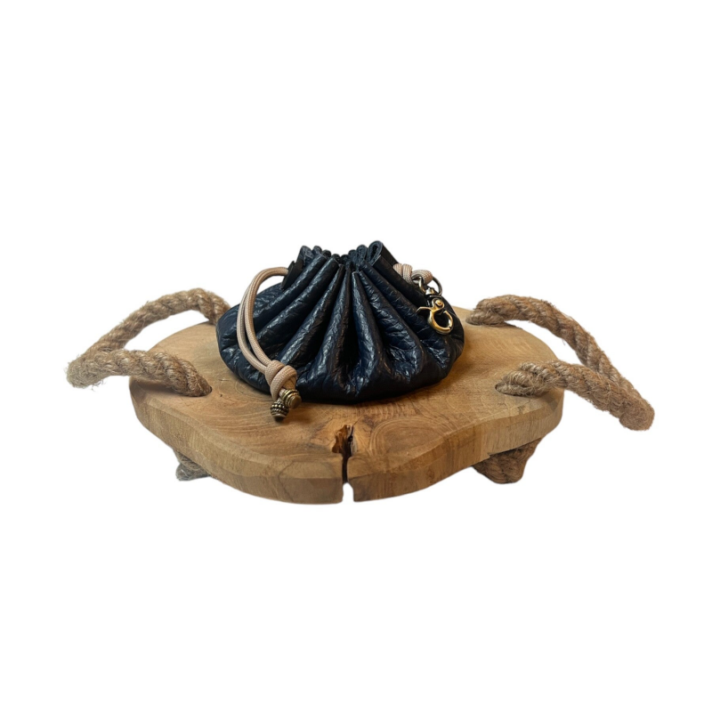 Leren beloningstasje | Marine blauw - mocca